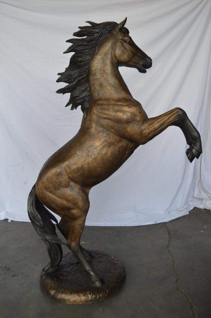 Beautiful stallion horse bronze statue - Size: 47"L x 28"W x 74"H.