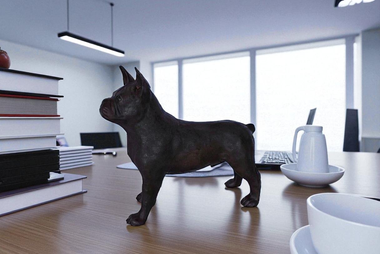 French Bulldog Standing Made of Bronze Statue - Size: 9"L x 20"W x 18"H.