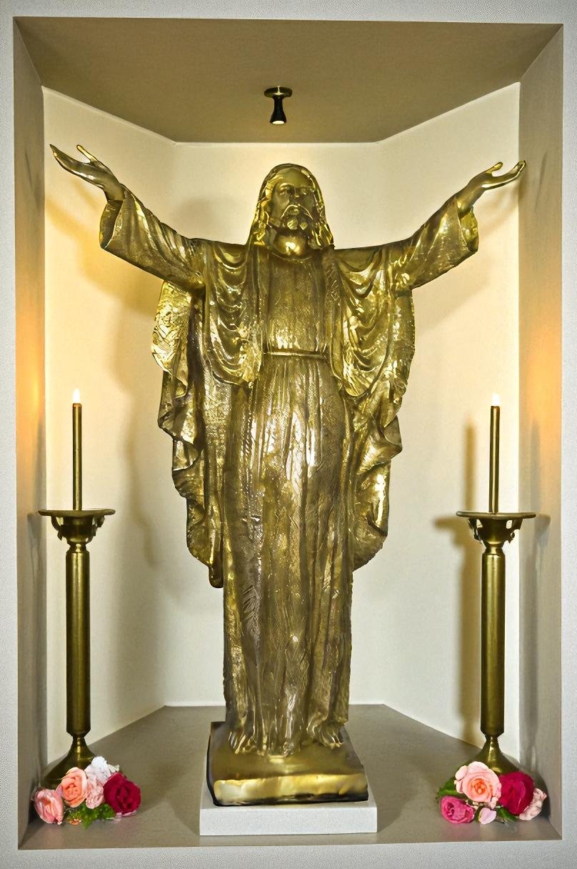 Jesus Opens His Hands Bronze Statue -  Size: 10"L x 21"W x 32"H