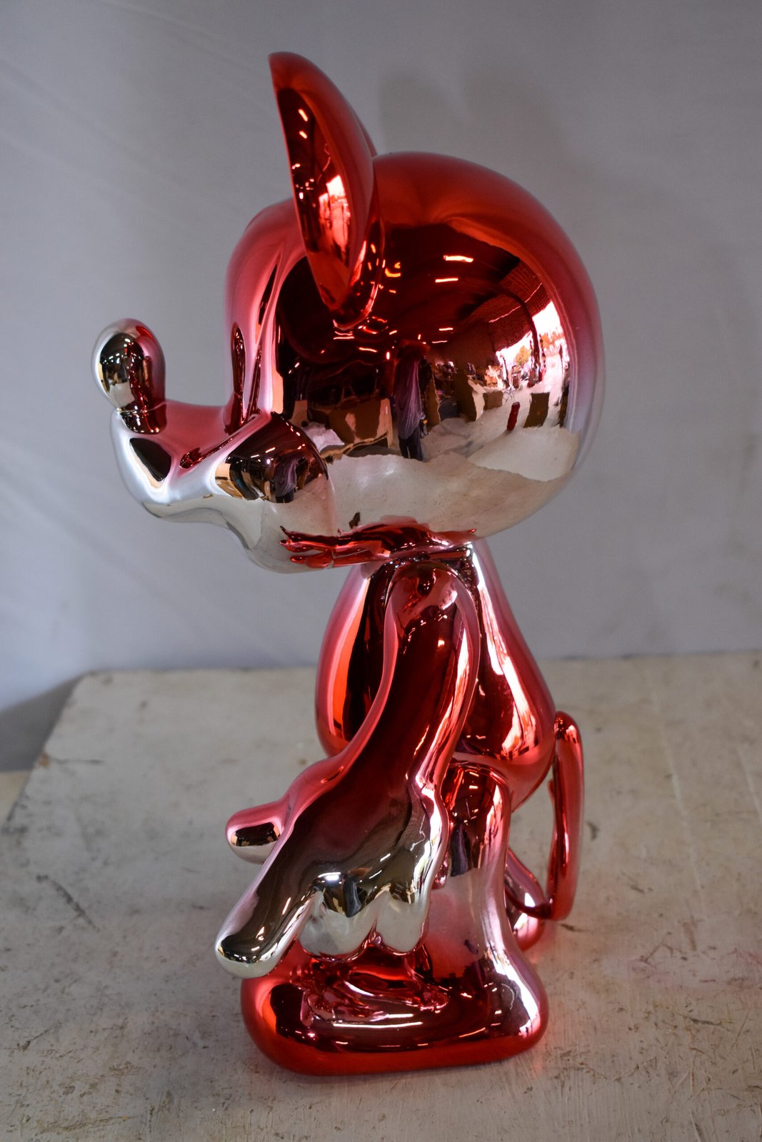 Contemporary Red Chrome Mickey Mouse Resin Statue 12" x 9" x 16"H