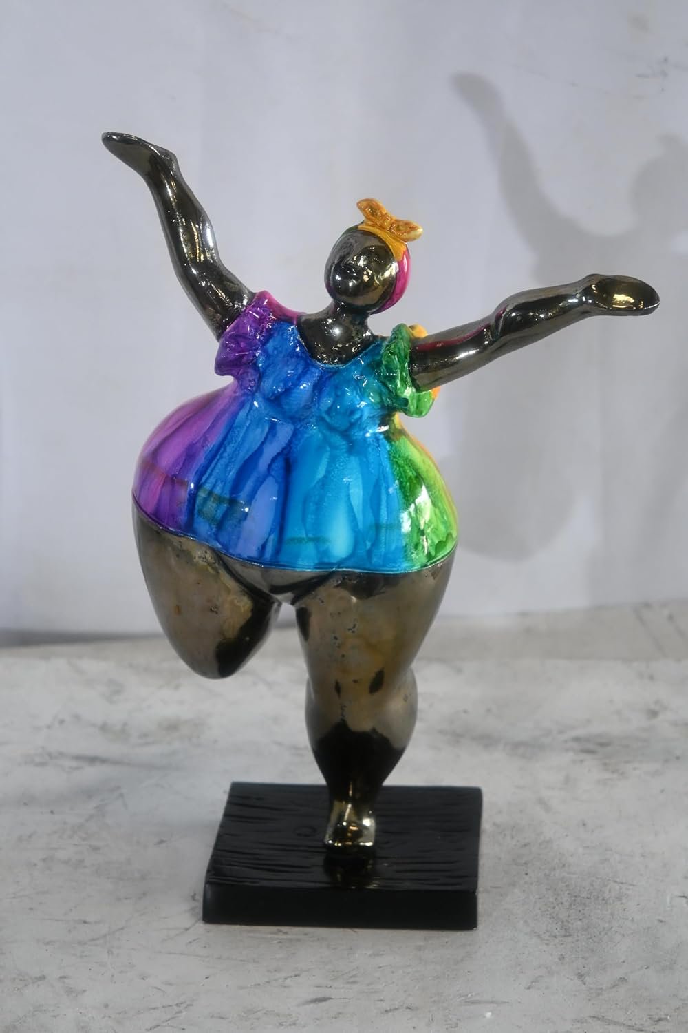 Voluptuous Woman Dancing Statue Painted Aluminum Pop Art 10"x7"x14"H
