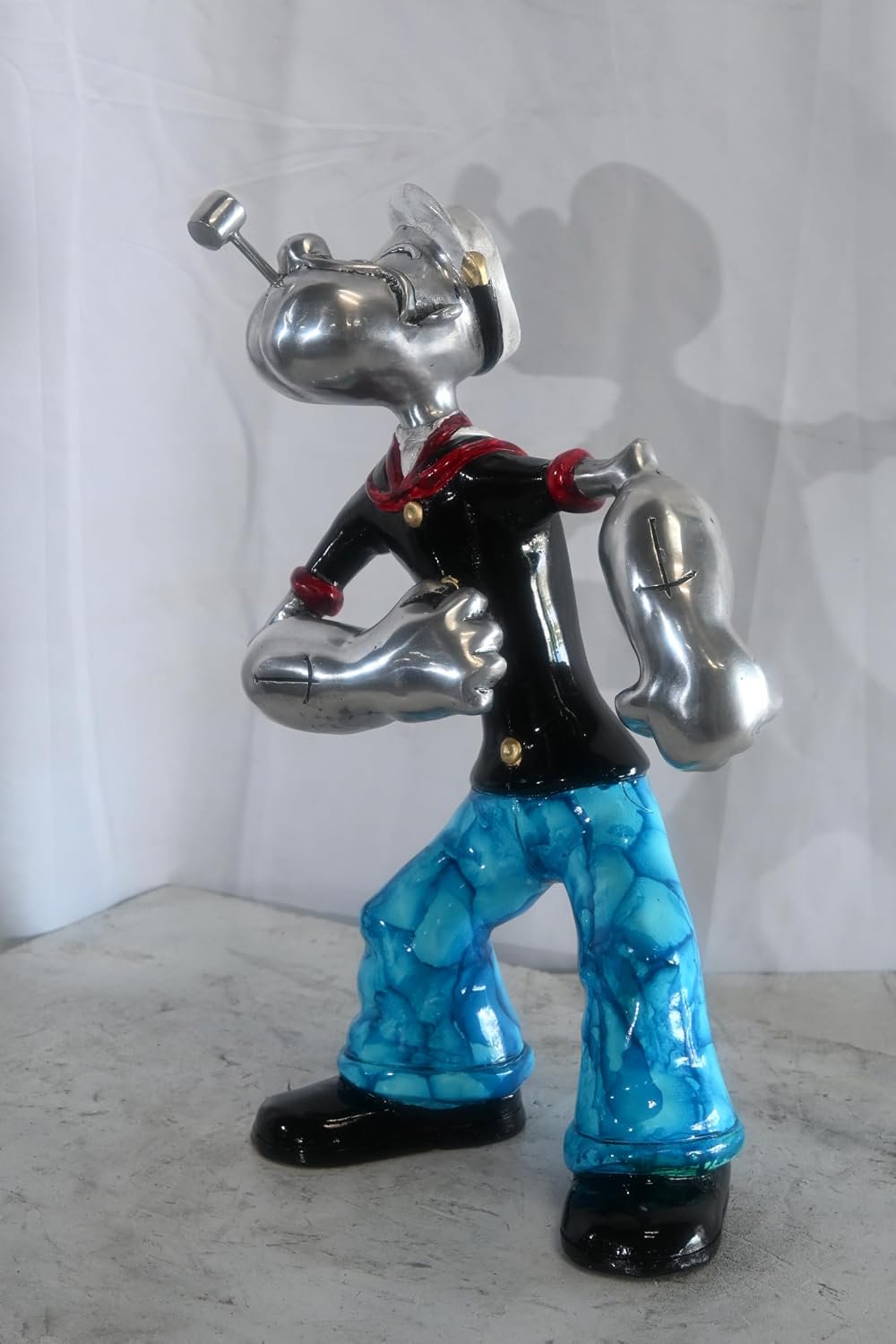 Popeye Sailor Replica Statue Flexing Arms Aluminum Decor 12"x9"x17"H