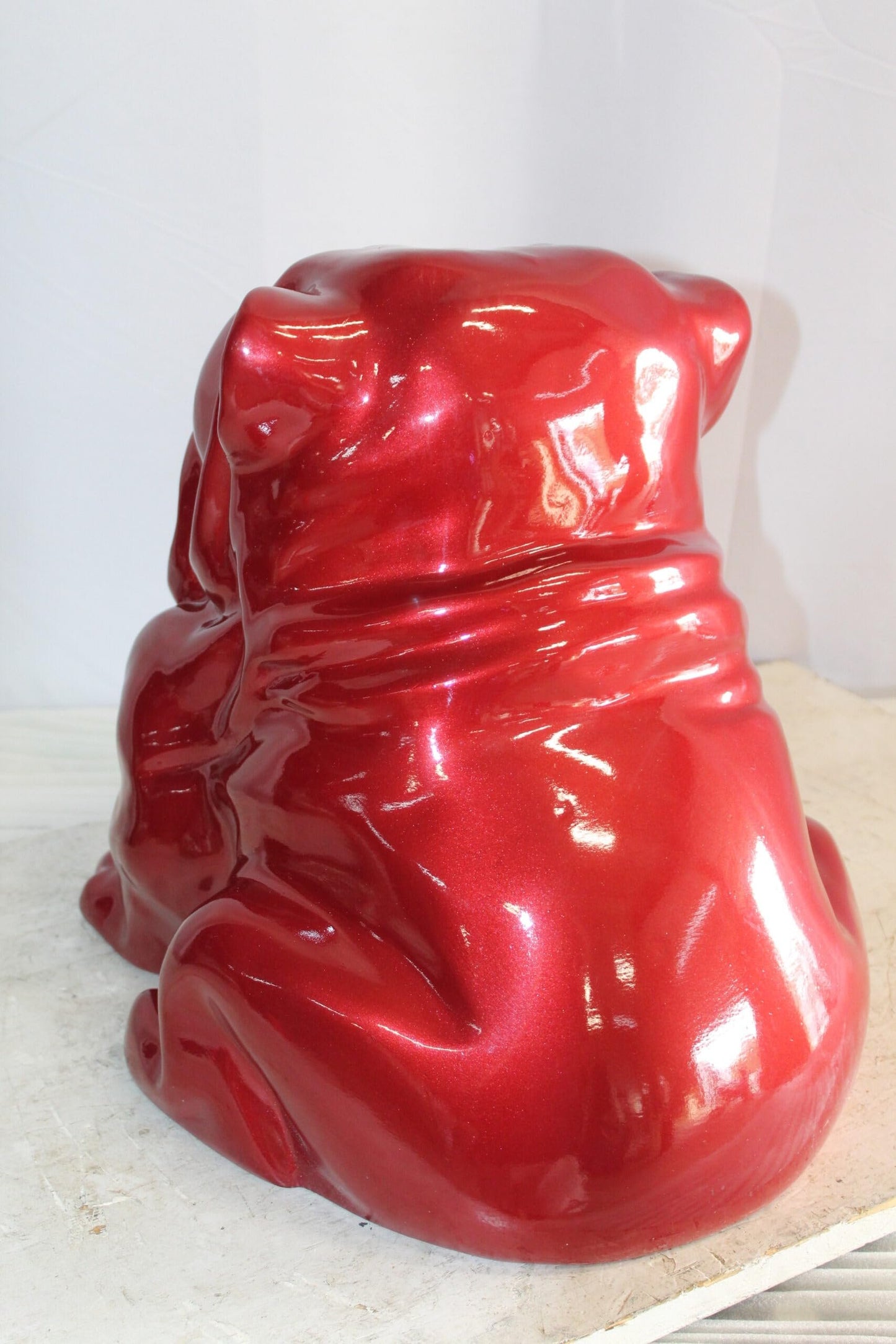 Adorable Red Resin, Fiberglass Statue of a bulldog figurine 19" x 15" x 16"H