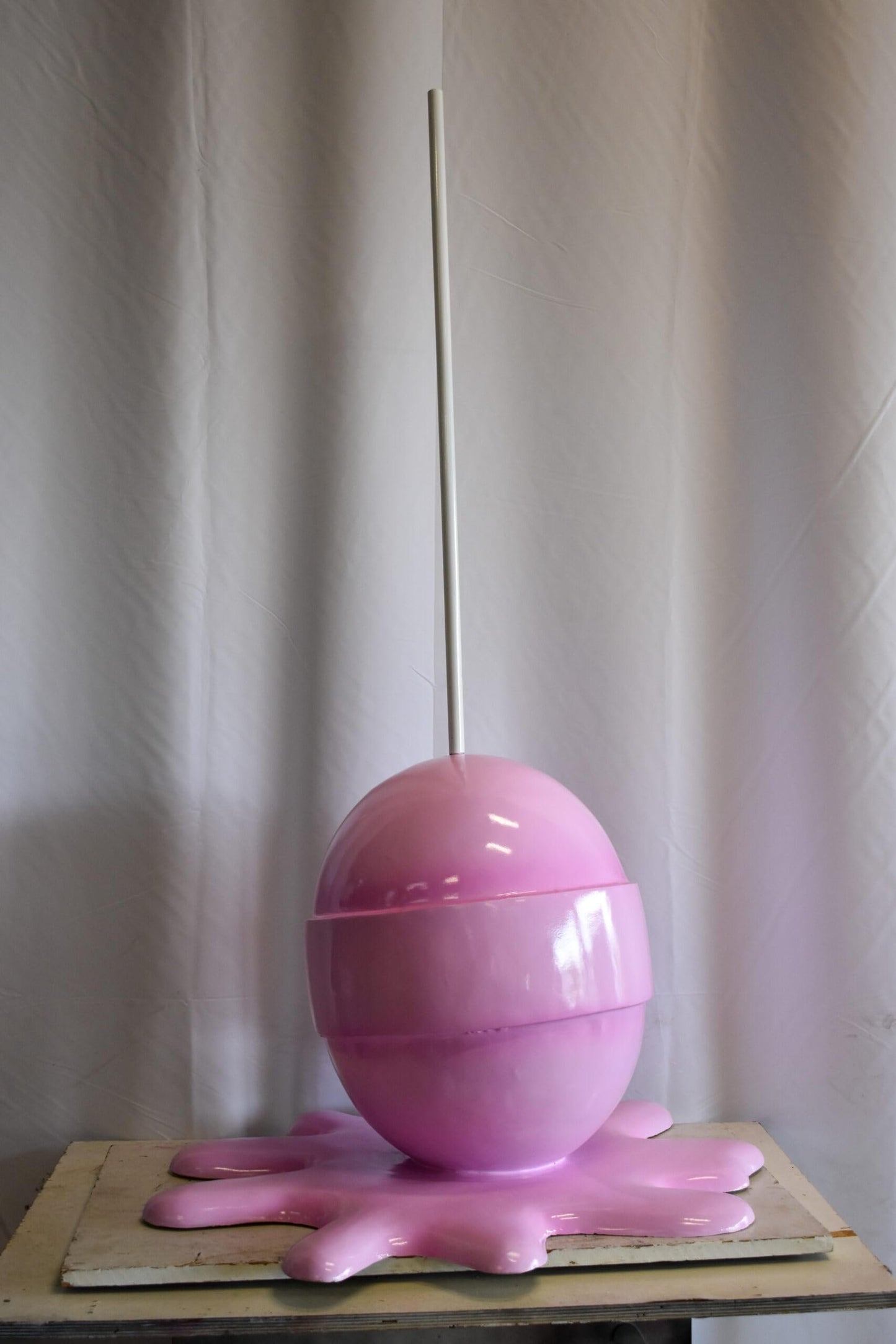 Giant Modern Pink Melting Lollipop Resin Statue 31" x 27" x 56"H