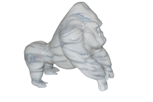 Modern King Kong Grey white Bronze Statue -  Size: 15"L x 13"W x 17"H.