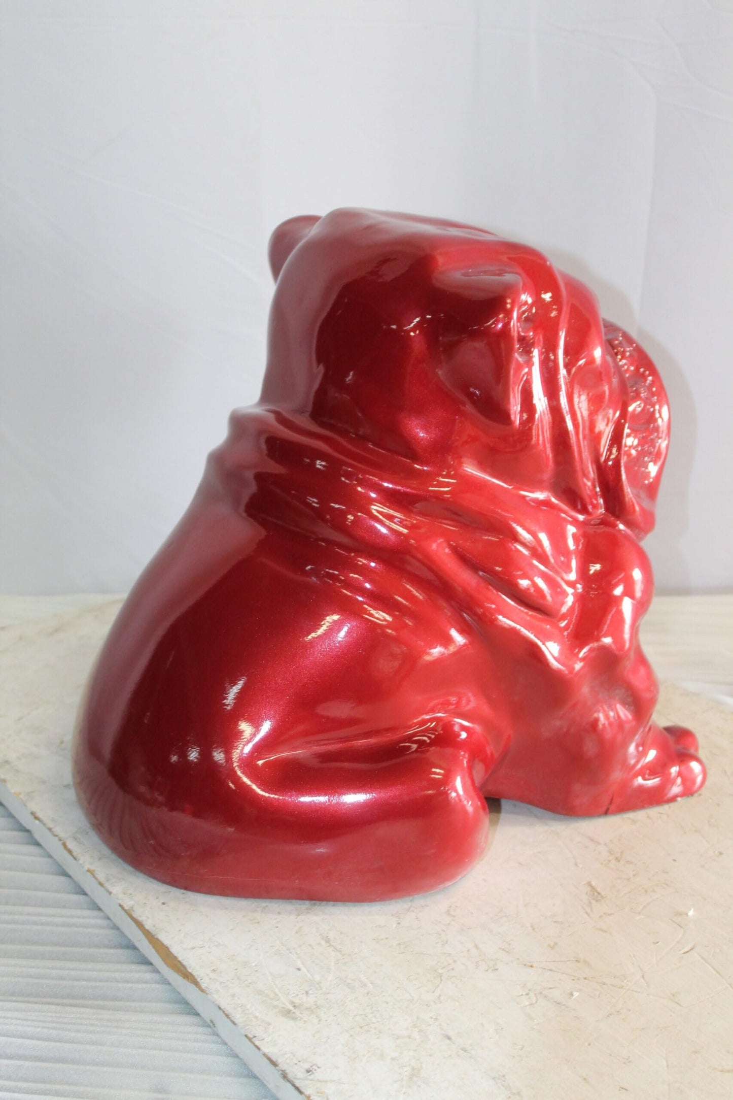 Adorable Red Resin, Fiberglass Statue of a bulldog figurine 19" x 15" x 16"H