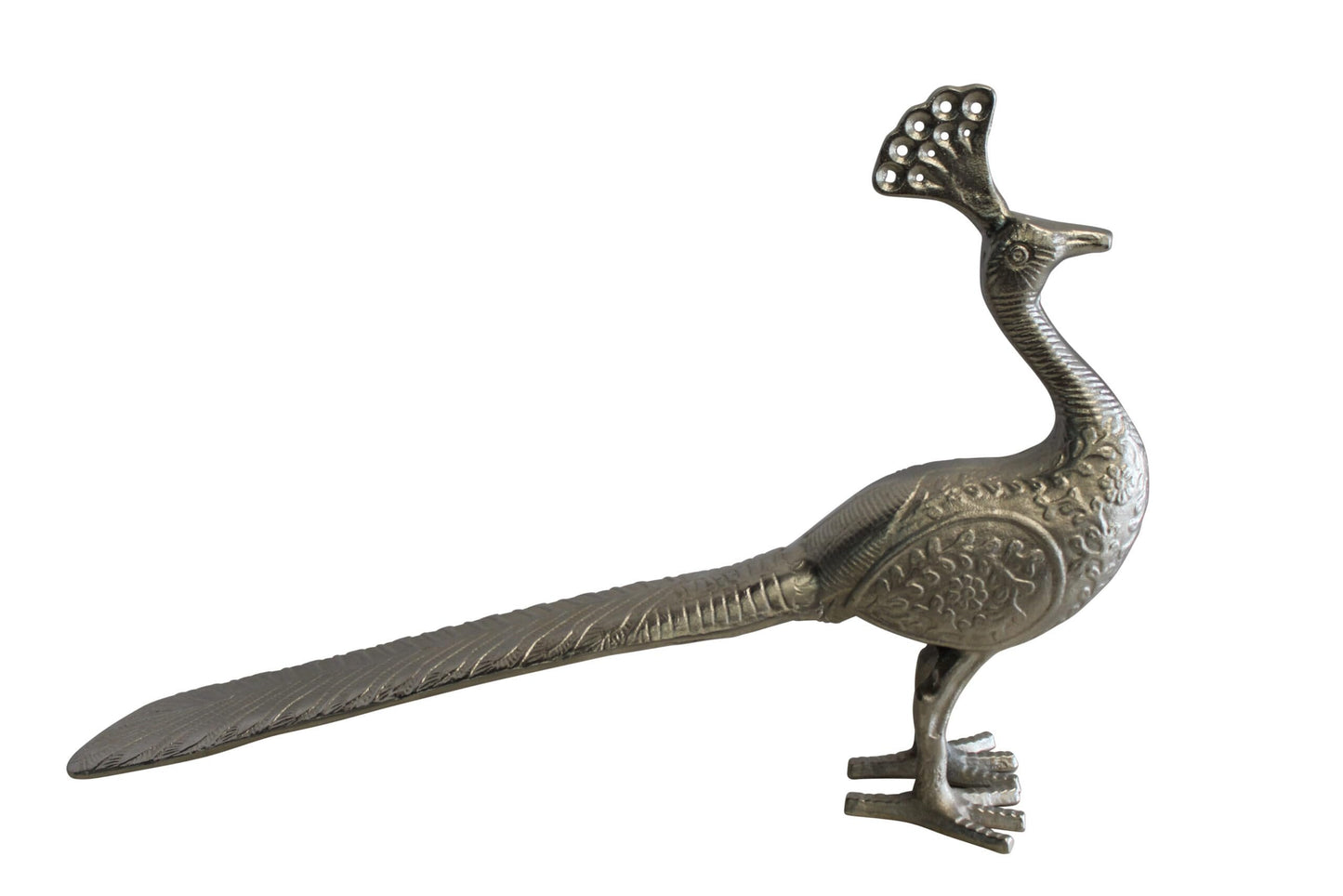 Elegant Aluminum Peacock Statue, Graceful Home Decor 33" x 7" x 20"H
