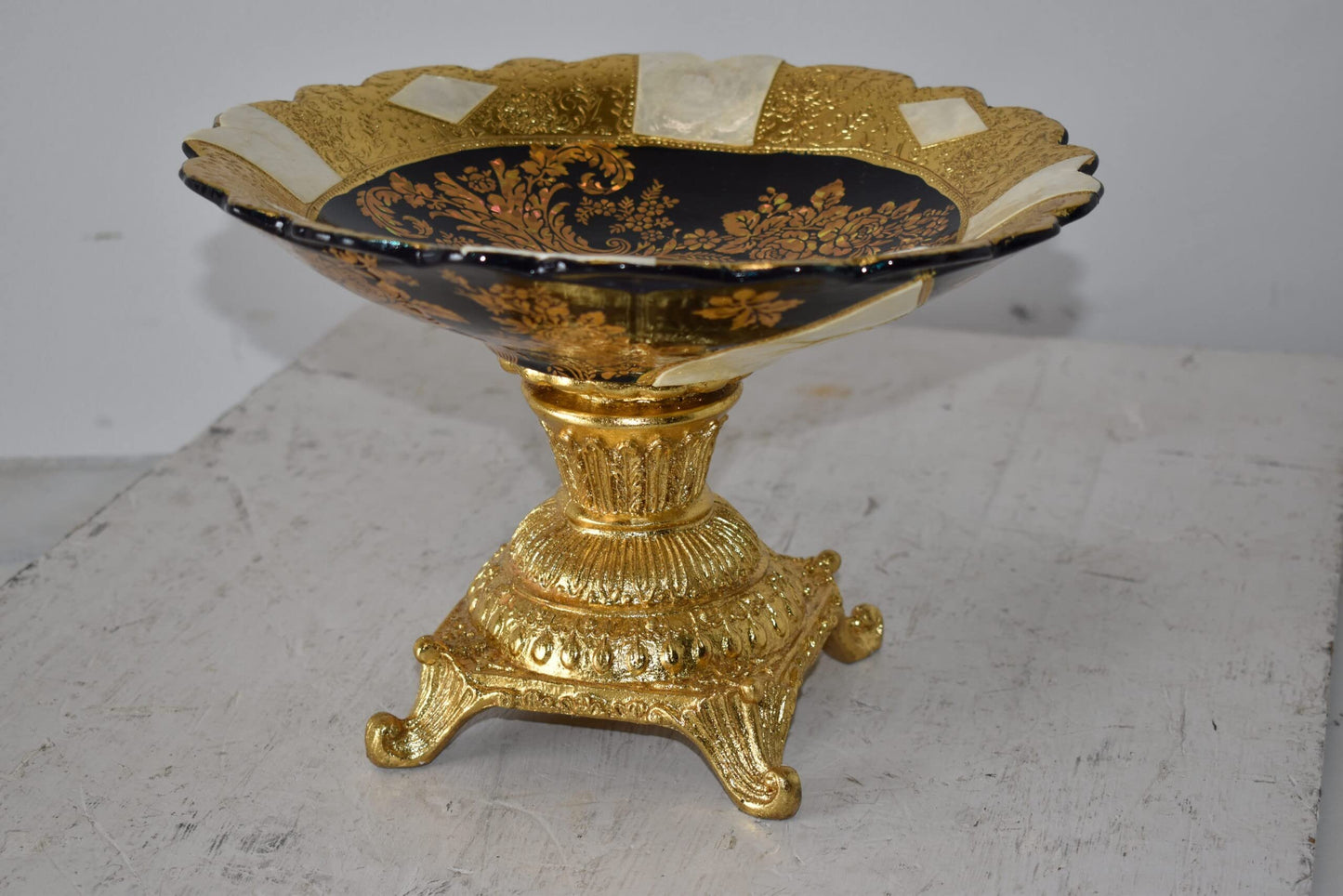 Open and Unique Kylix Decoration Resin Vase Size: 12" x 12" x 7"H