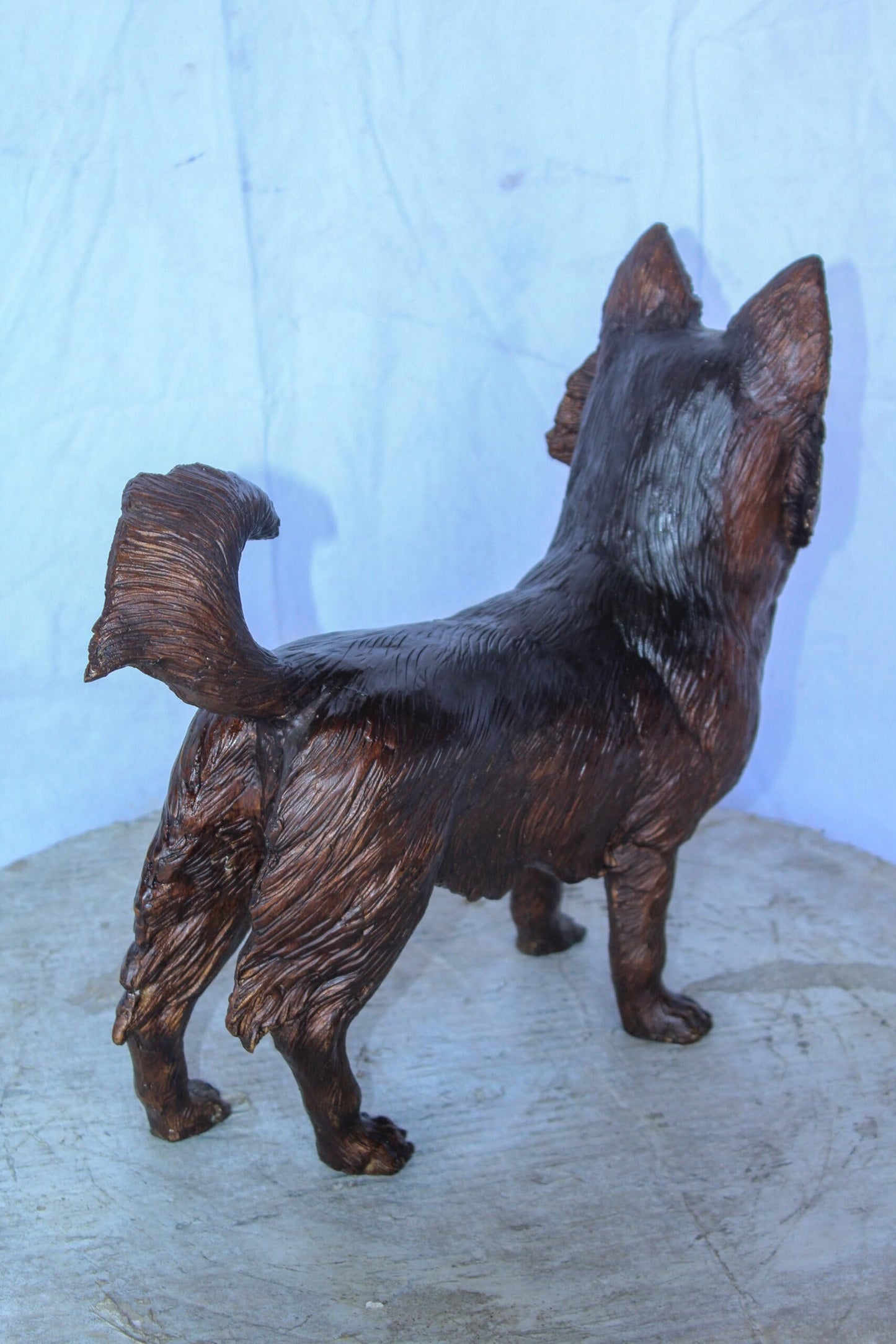 Pomeranian Dog Bronze Statue in a Graceful Standing Pose 18" x 6" x 14"H