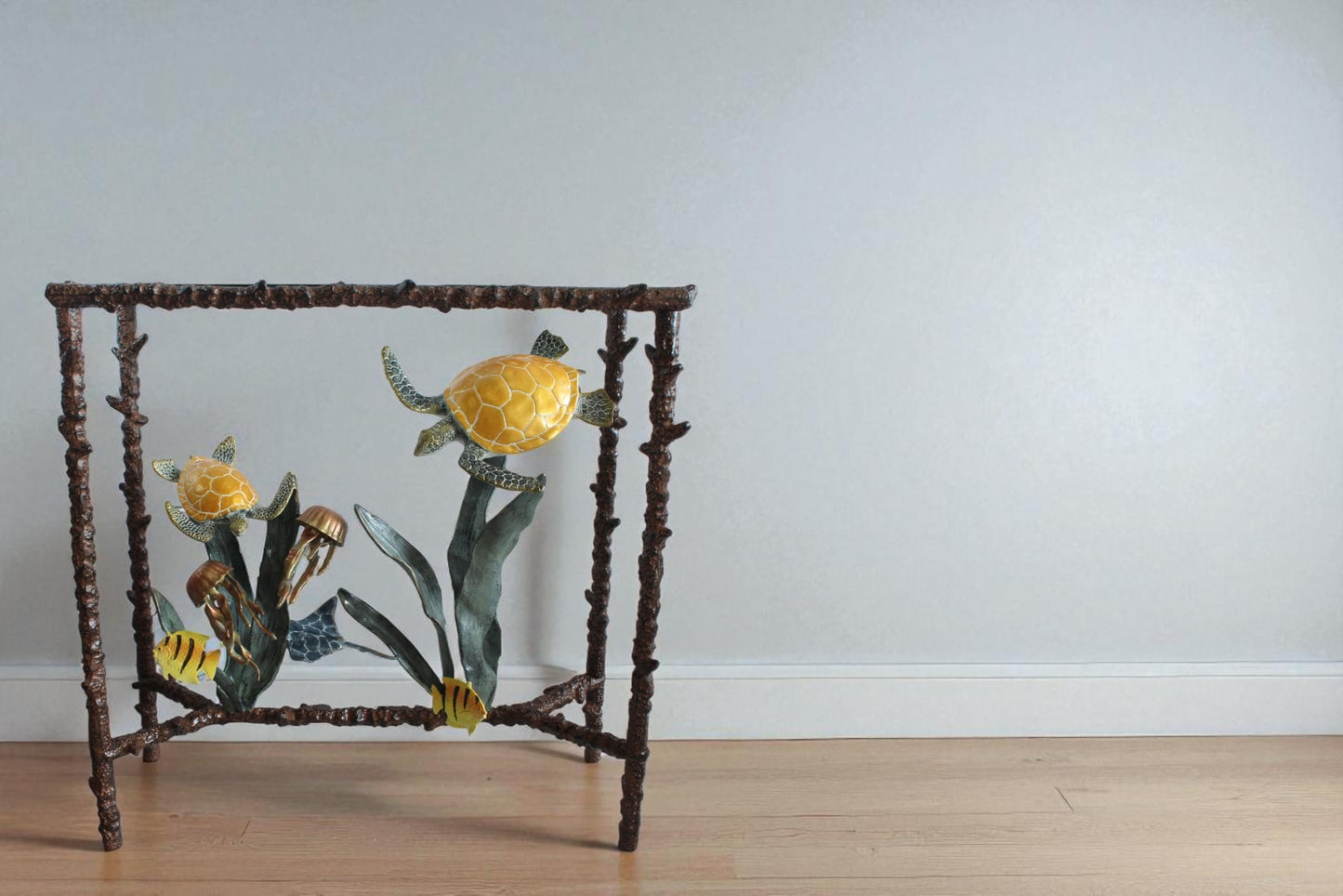 NIFAO Aluminum Sea Turtle Console Table Base Coastal Art 34" x 15" x 33"H