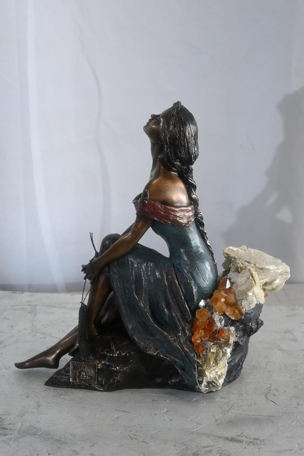 Manel Vidal Alba Bronze Sculpture by Ebano with Crystals 13"x6"x14"H