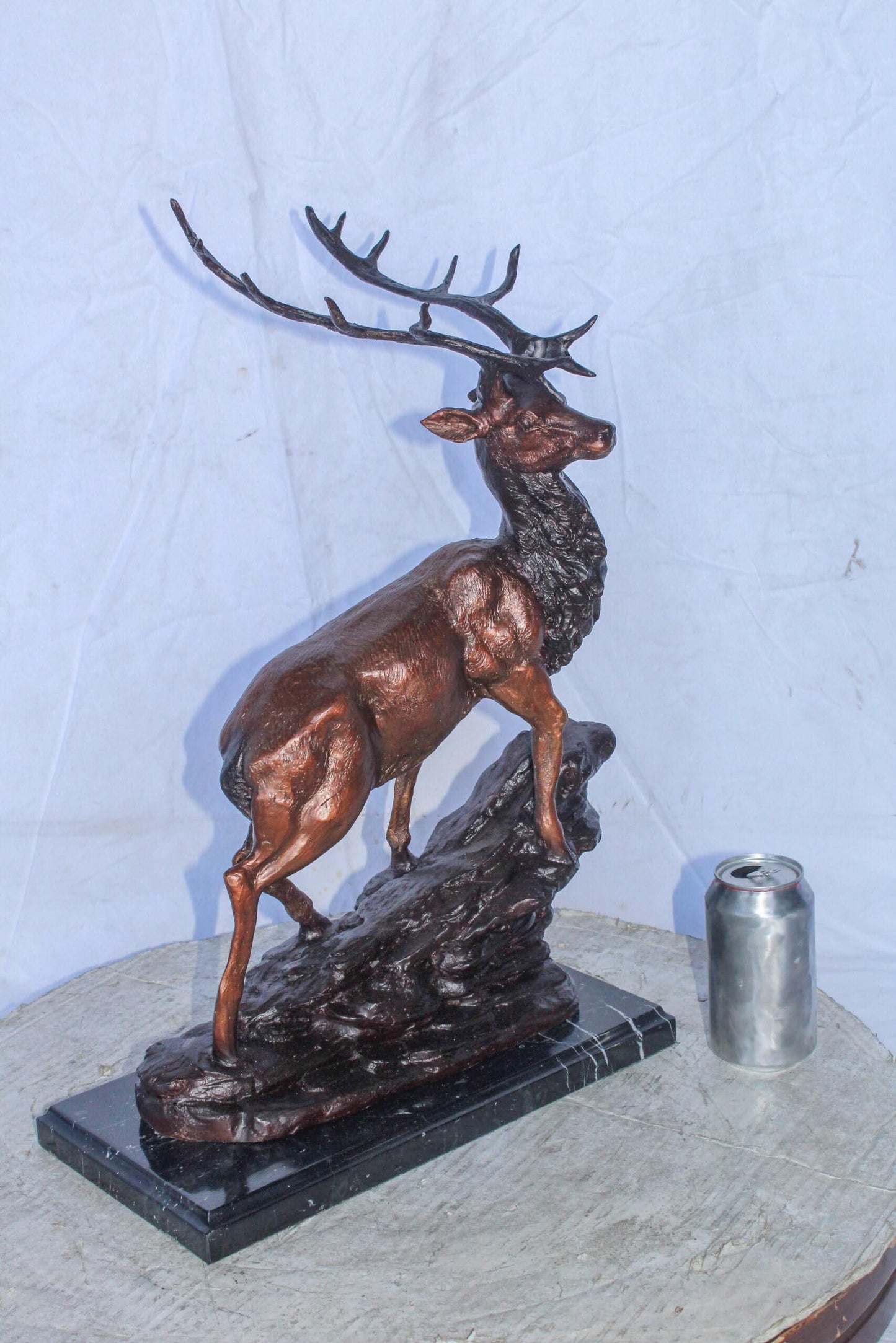 Bronze Statue of Deer Walking on Rocks, Elegant Wildlife Decor 15" x 7" x 21"H