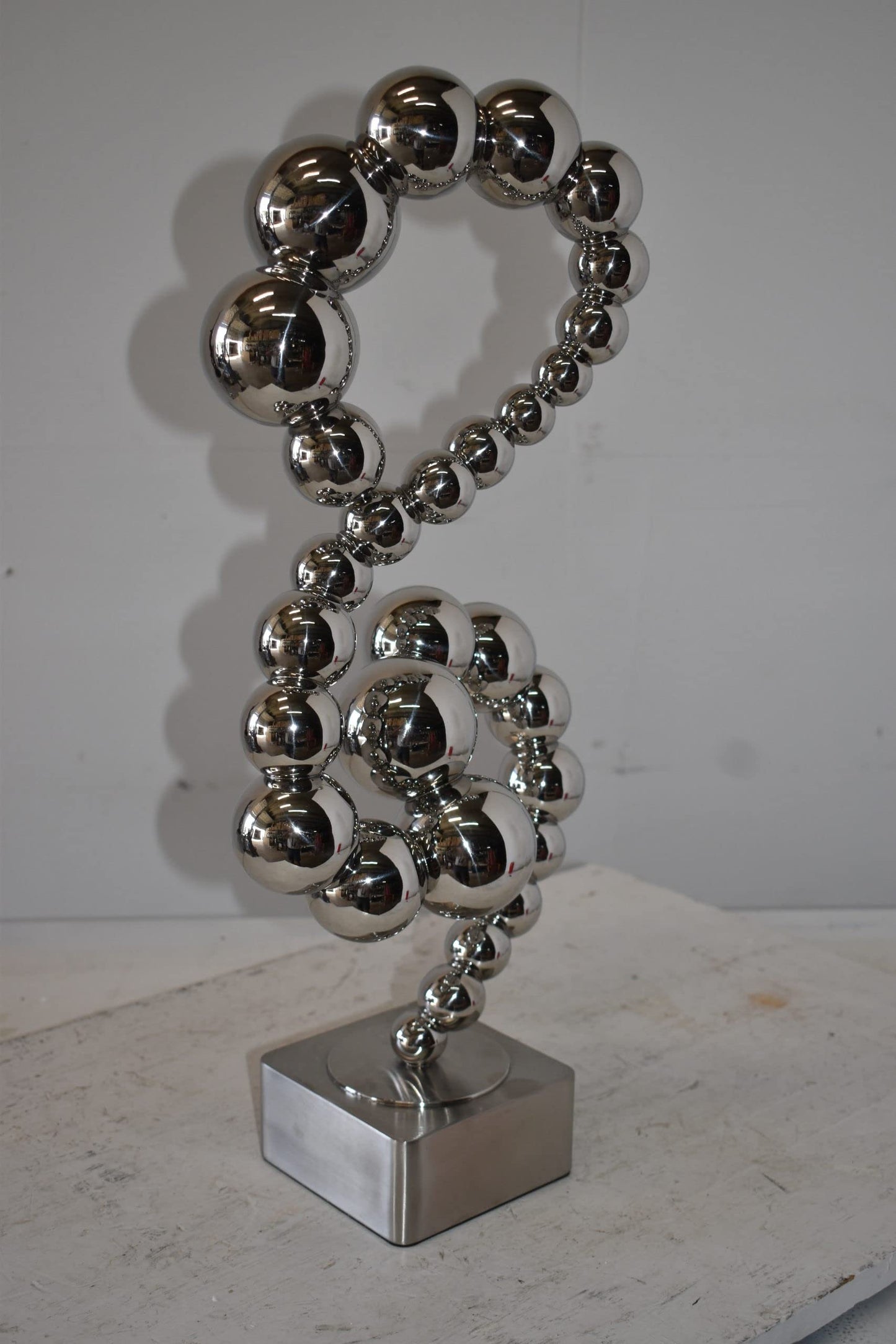 Modern Art Abstract Made of Shiny Metal Chrome Balls Size: 10" x 7" x 24"H