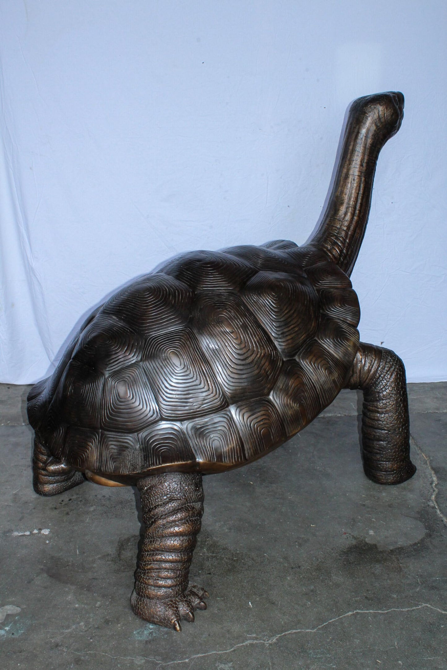 Giant Bronze Tortoise Statue with Detailed Textured Shell 66" x 41" x 59"H