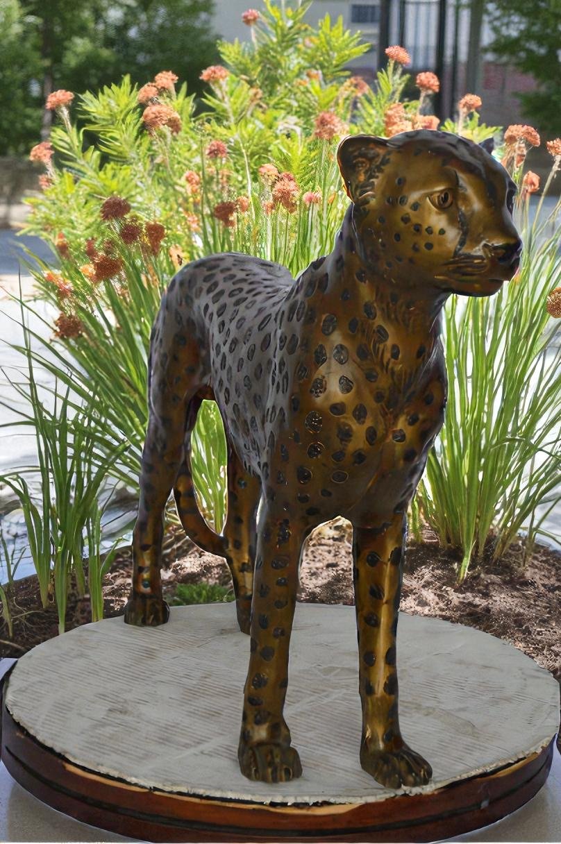 Baby Cheetah, Cub, Bronze Statue - Size: 30"L x 10"W x 25"H.
