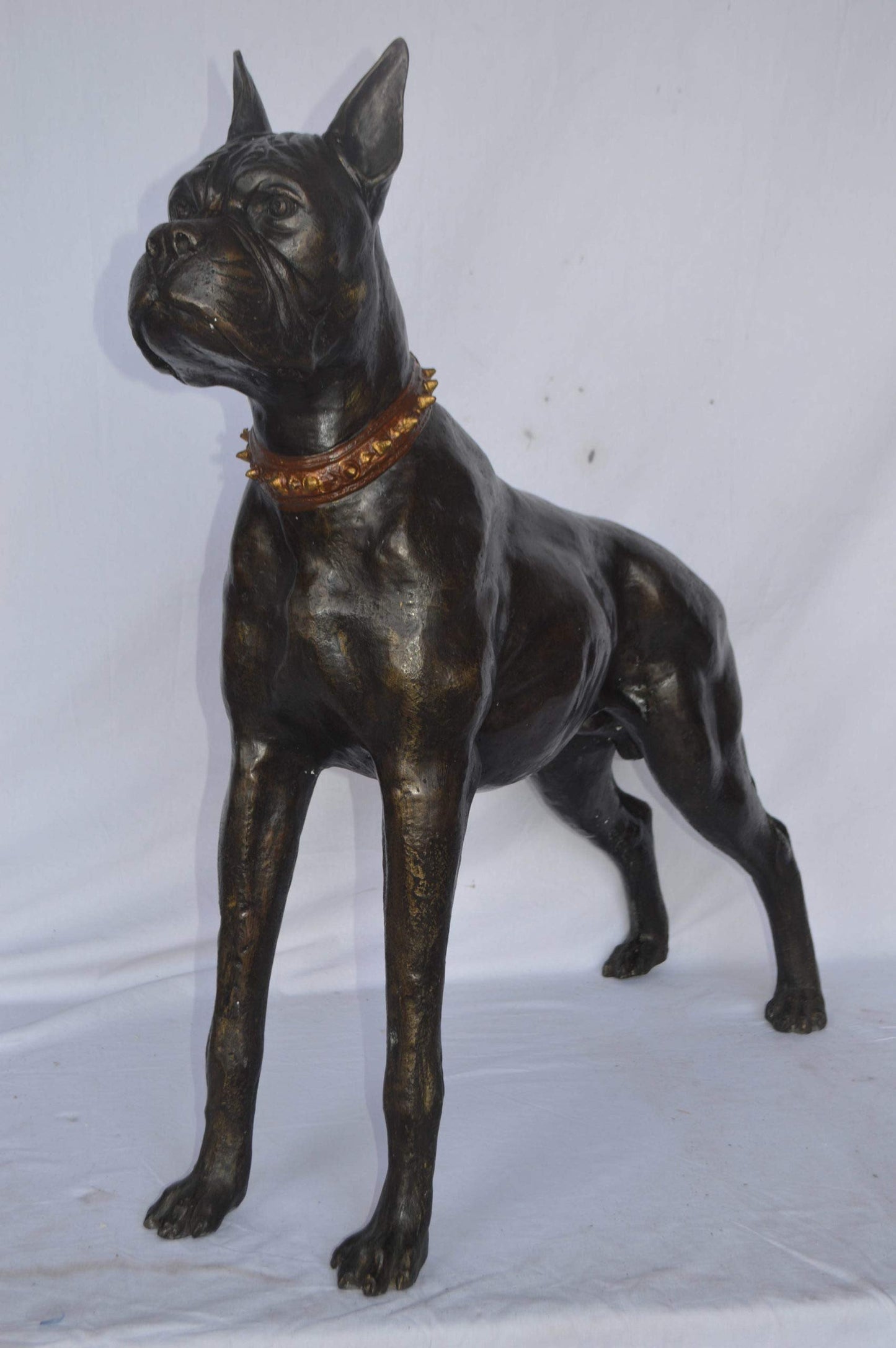 Boxer Dog bronze statue - Size: 35"L x 10"W x 36"H.