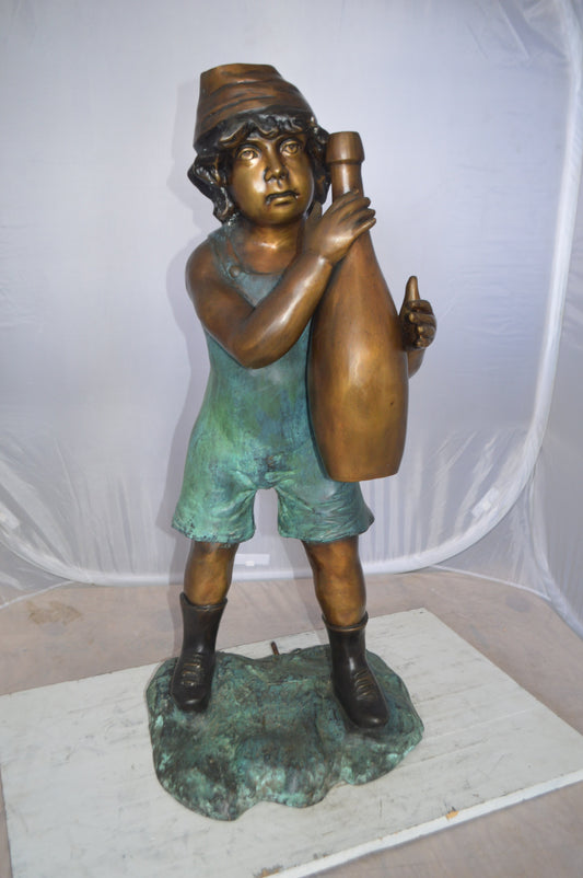Boy holding a bottle water fountain - Size: 17"L x 14"W x 38"H.