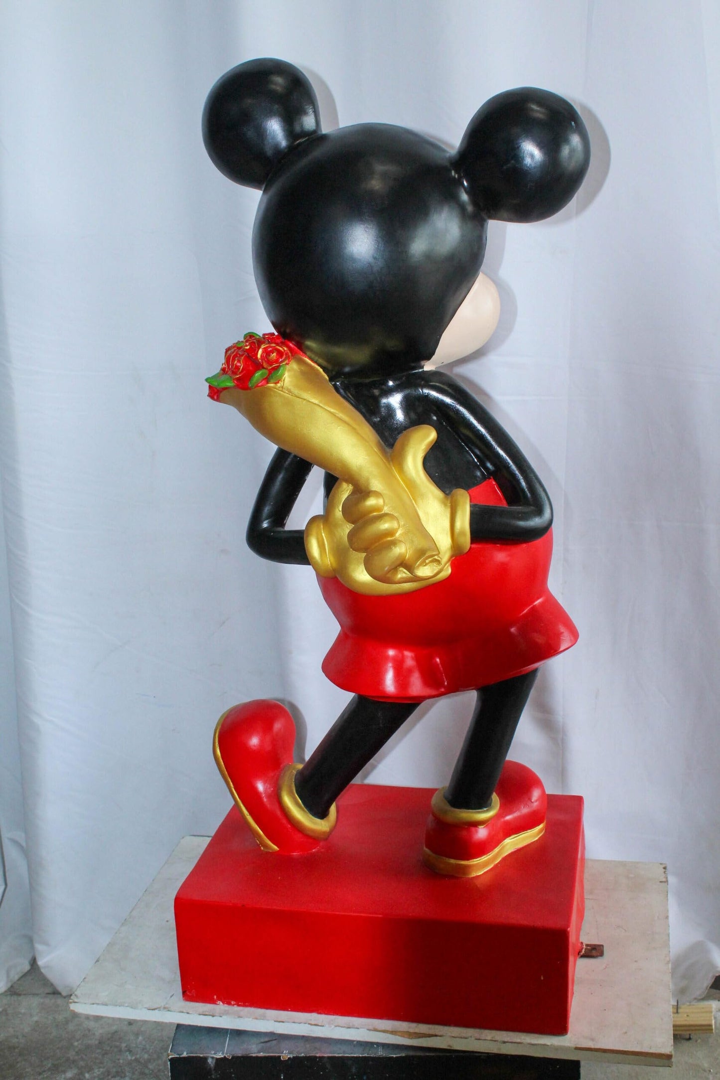 Large Cartoon Girl Character Holding Gold Bowl Statue 21" x 21" x 47"H