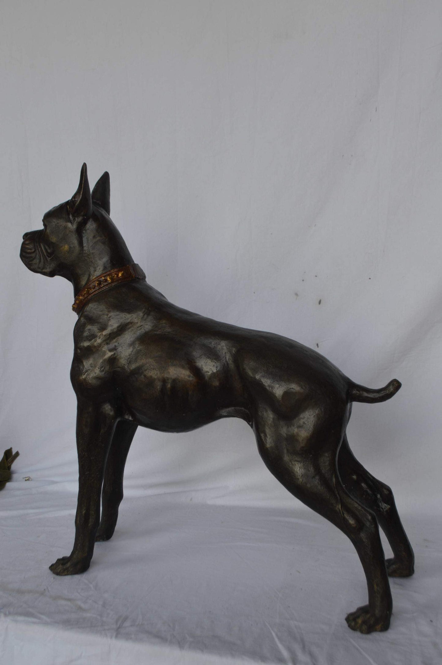 Boxer Dog bronze statue - Size: 35"L x 10"W x 36"H.