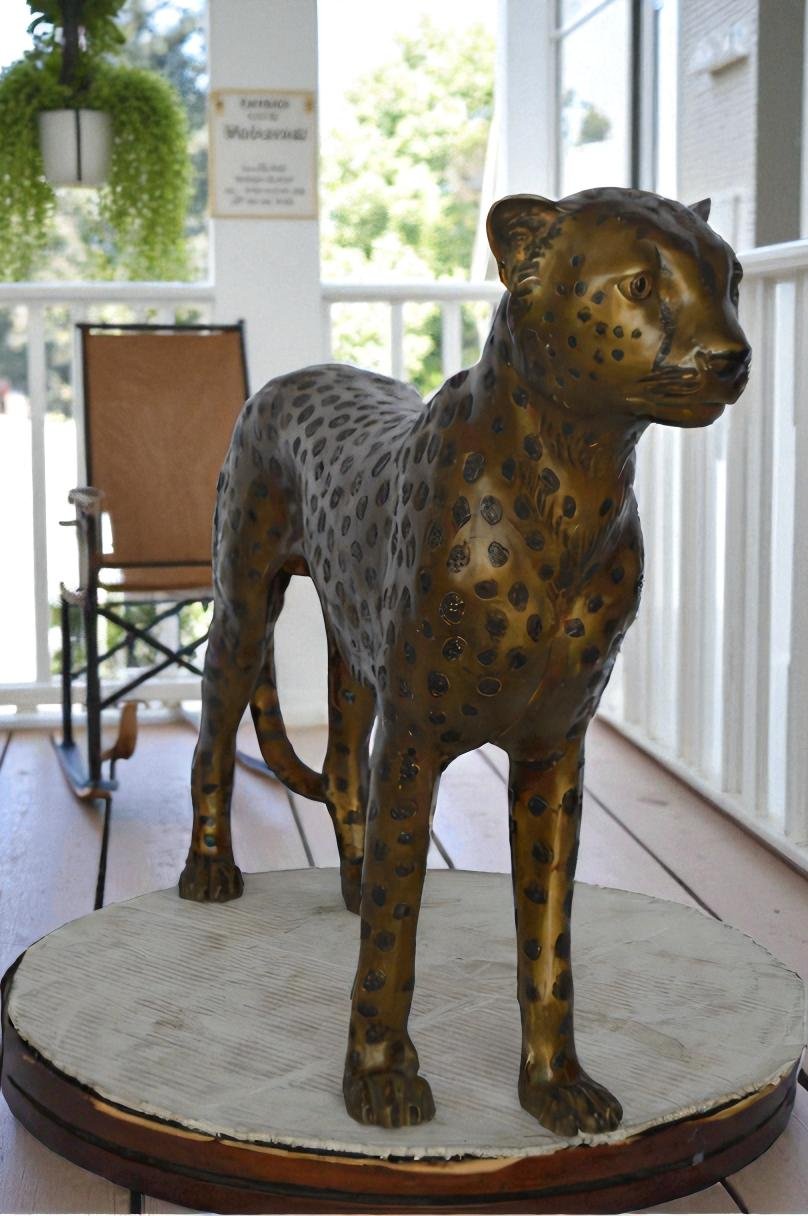 Baby Cheetah, Cub, Bronze Statue - Size: 30"L x 10"W x 25"H.