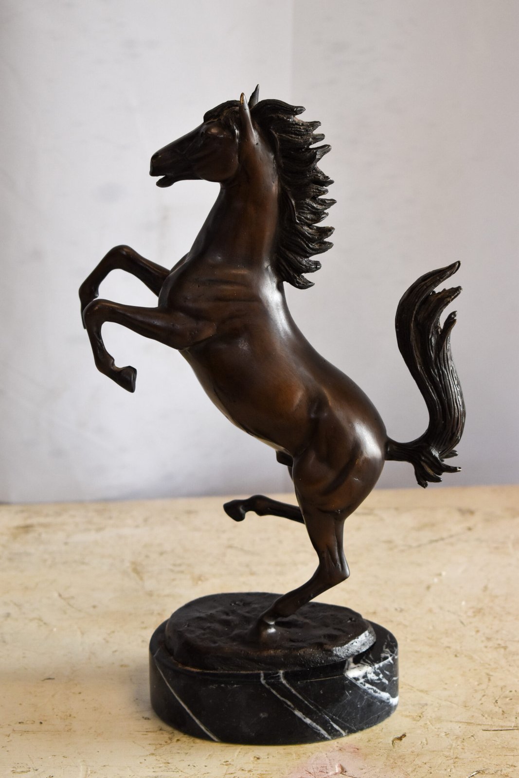 Powerful Ferrari Horse on Hind Legs Bronze Statue 9" x 4" x 13"H