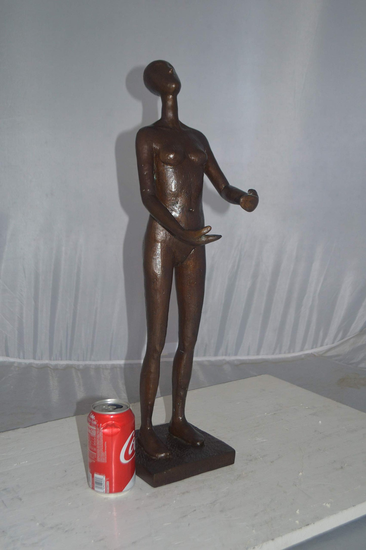 Abstract of Nude Girl Standing Bronze Statue Art Nude - Size: 6"L x 6"W x 24"H.