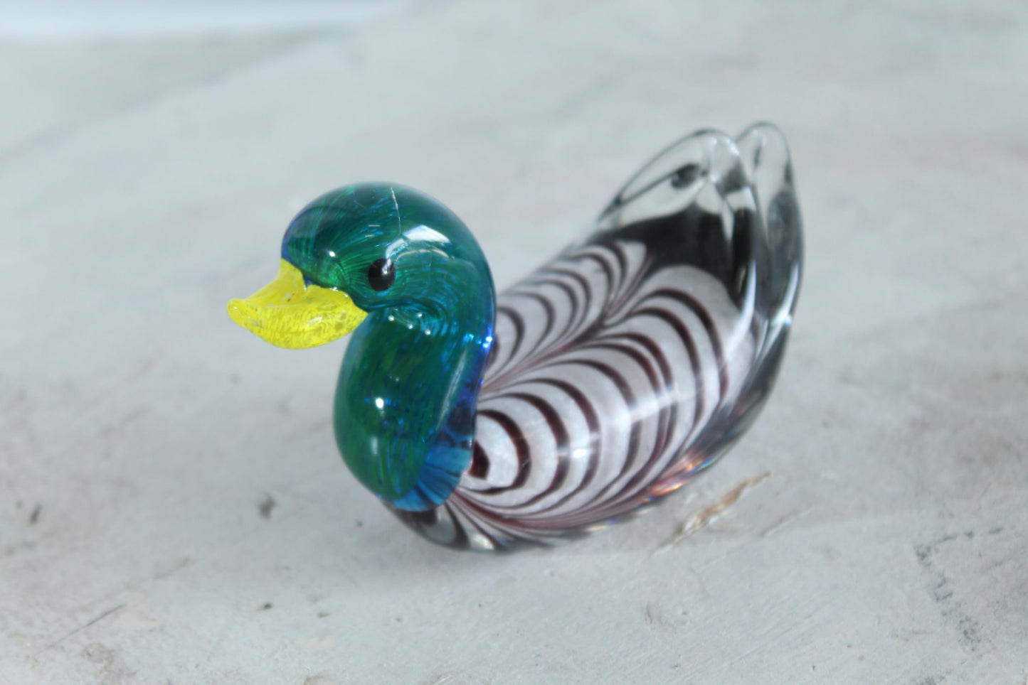 NIFAO Glass Duck Figurine Hand Blown Art Glass Tabletop Decor 6" x 3" x 3"H
