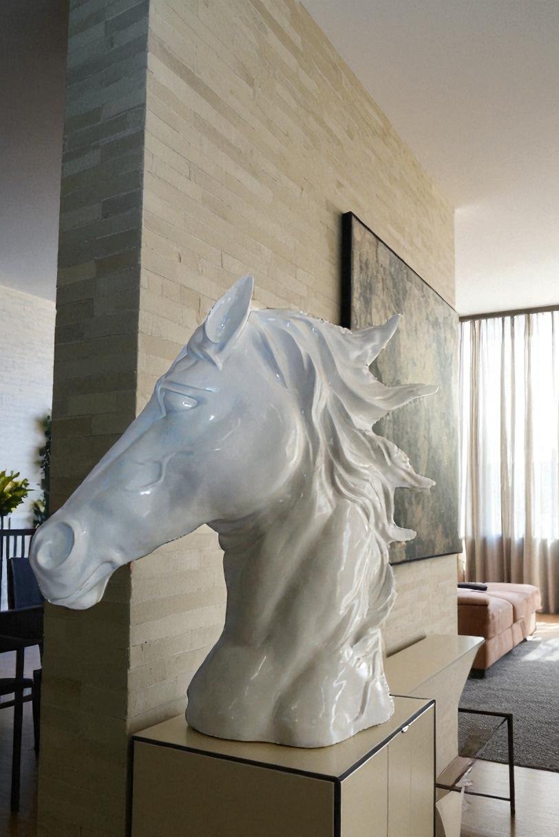 Pure Elegance, Fiberglass White Stallion Bust 36" x 14" x 36"H