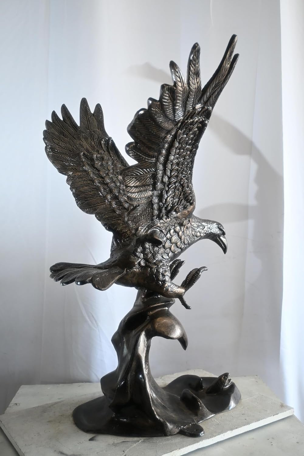 Aluminum Bald Eagle Landing Wings Spread Dark Bronze Art 32"x27"x42"H