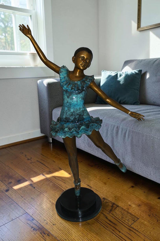 Ballerina Bronze Statue Bronze Statue - Size: 34"L x 15"W x 46"H.