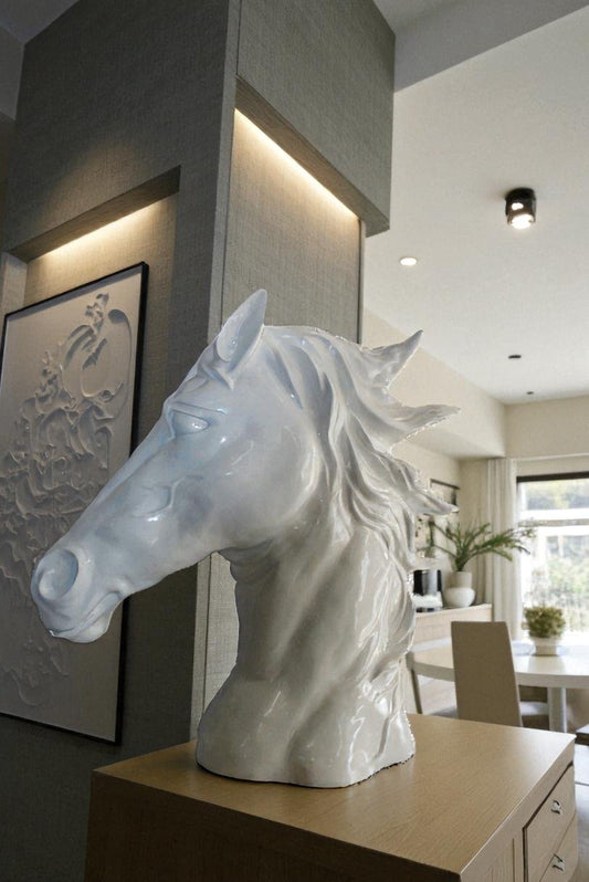 Pure Elegance, Fiberglass White Stallion Bust 36" x 14" x 36"H