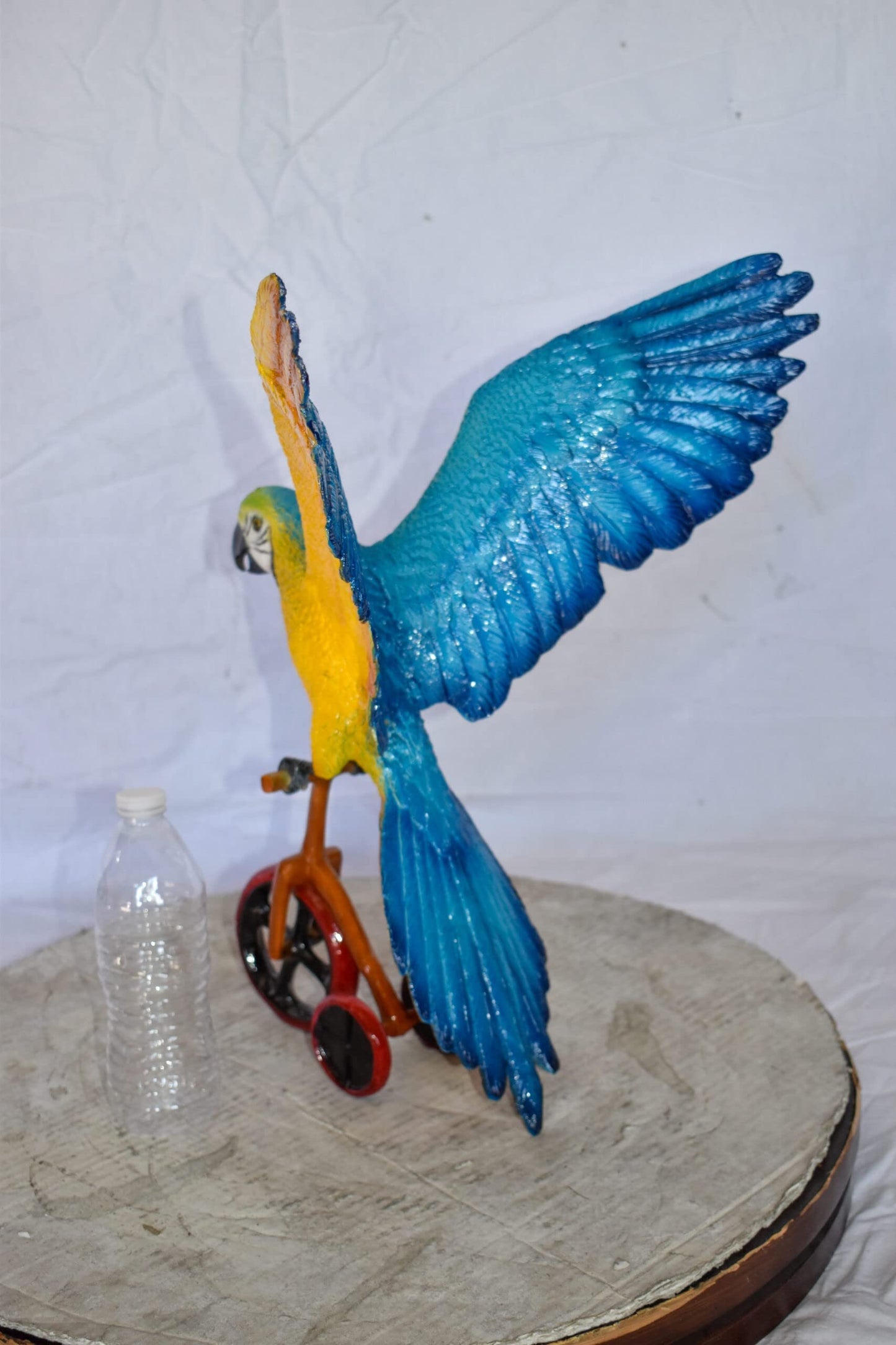 Colorful Parrot Riding a Tricycle Bronze Statue Size: 17" x 11" x 19"H