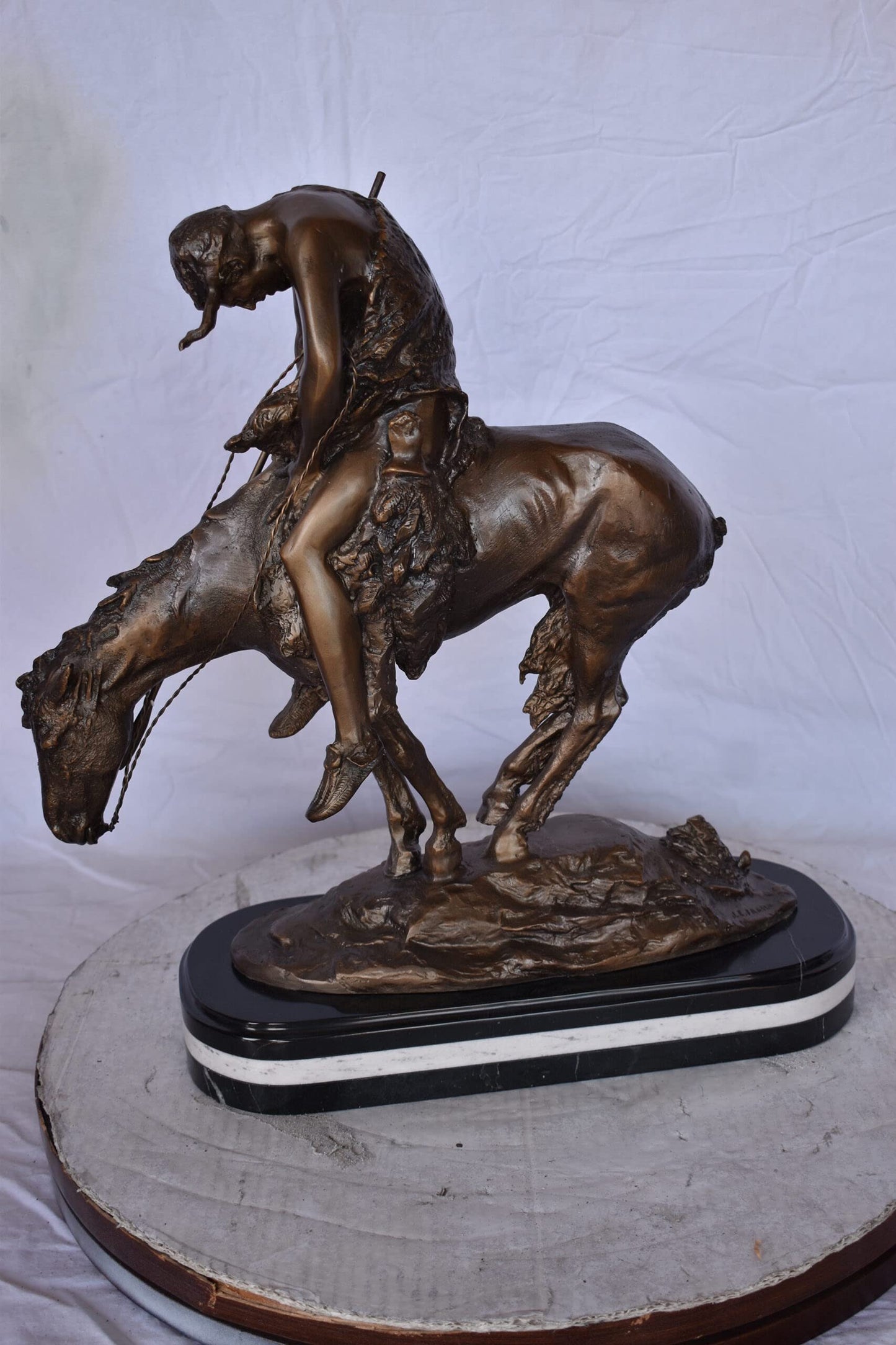 End of The Trail, a James Fraser Replica Bronze Statue - Size: 7"L x 20"W x 21"H