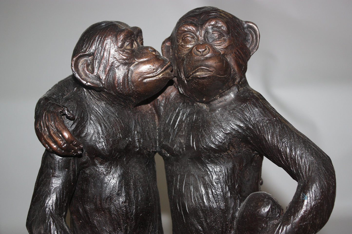 Three monkeys on a tree log - Bronze Statue - Size: 27"L x 11"W x 18"H.