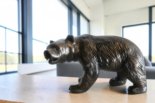 Walking Grizzly Bear Handcrafted Aluminum Wildlife Decor 15"x6"x10"H