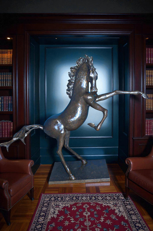 Original 6 of 8 Horse Statue by Attilio de Luca - Size: 74"L x 19"W x 45"H.