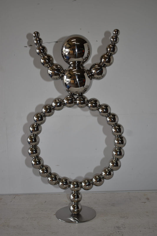 Modern Abstract of a Happy Man Metal Chrome Balls Statue Size: 14" x 6" x 26"H
