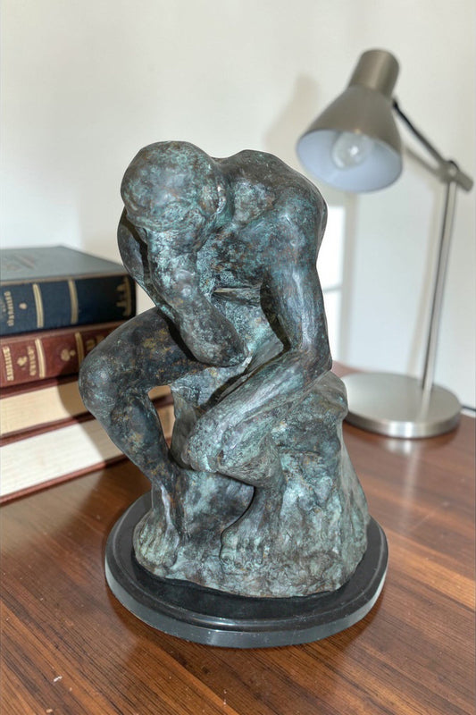 The Thinker Bronze Statue - Size: 10"L x 12"W x 17"H.