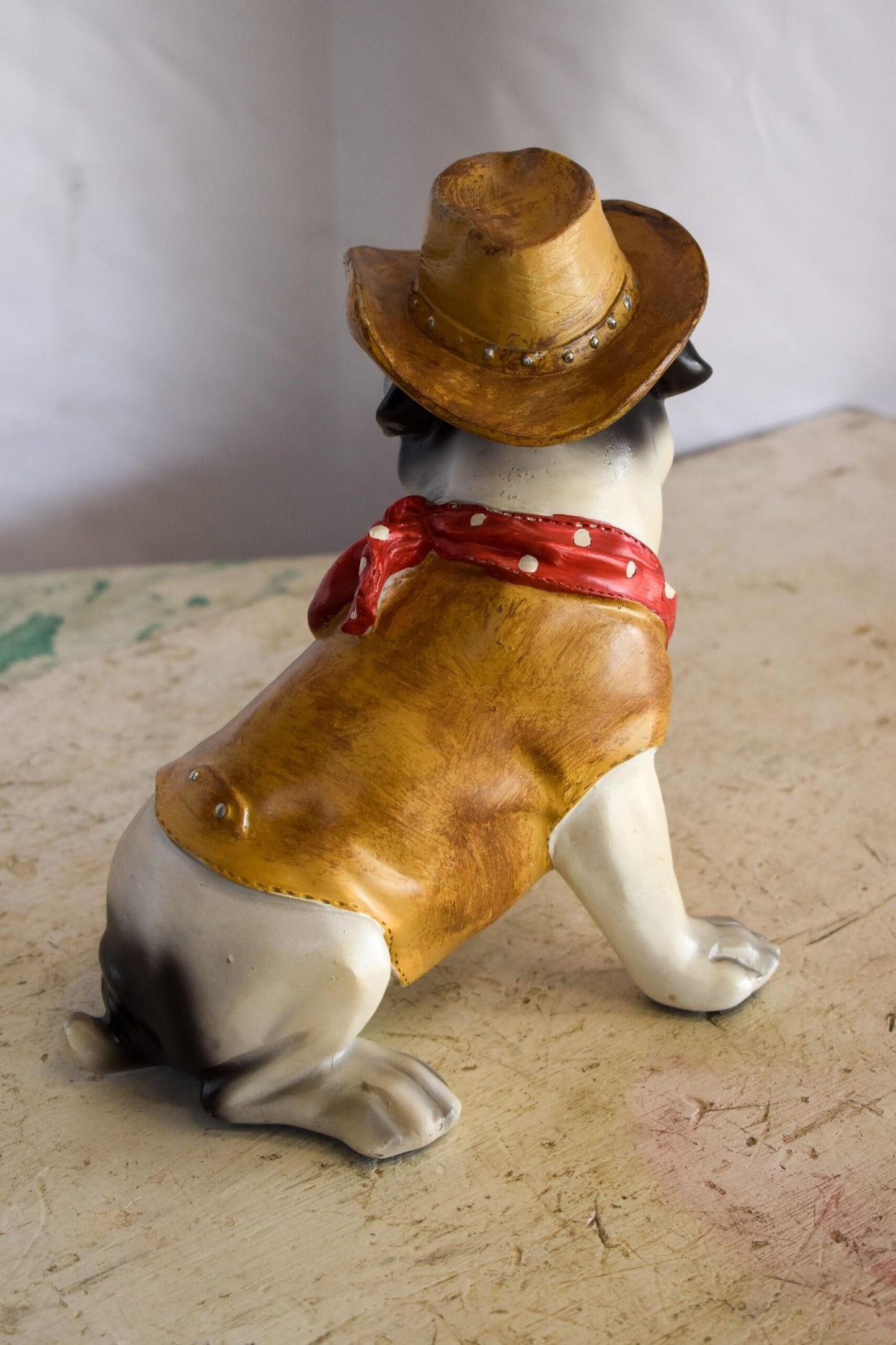 A Happy Dog Dressed as The Sheriff of The Town, Resin Statue 8" x 5" x 8"H