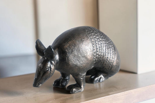 Foraging Armadillo Sculpture Aluminum statue Bronze Tone Finish 12"x6"x7"H