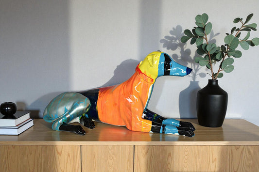 Modern Looking Greyhound Dog Statue Made of Resin Size: 19" x 9" x 12"H