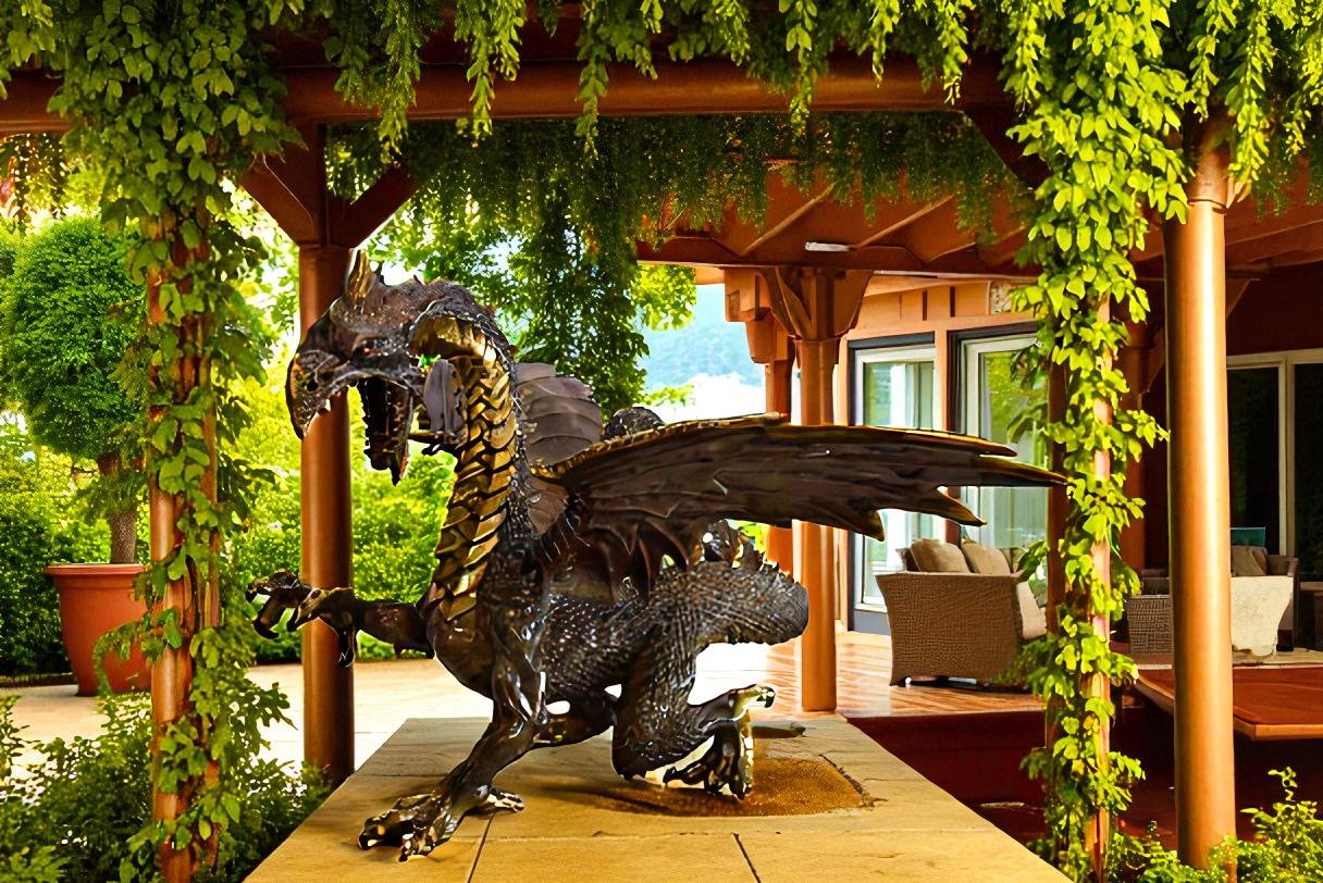 Dragon Bronze Statue with Two Tone Bronze Finish 32" x 36" x 25"H