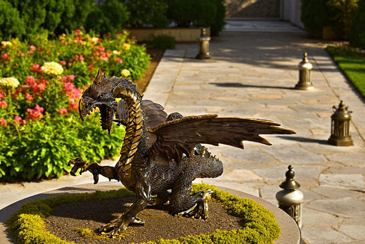 Dragon Bronze Statue with Two Tone Bronze Finish 32" x 36" x 25"H