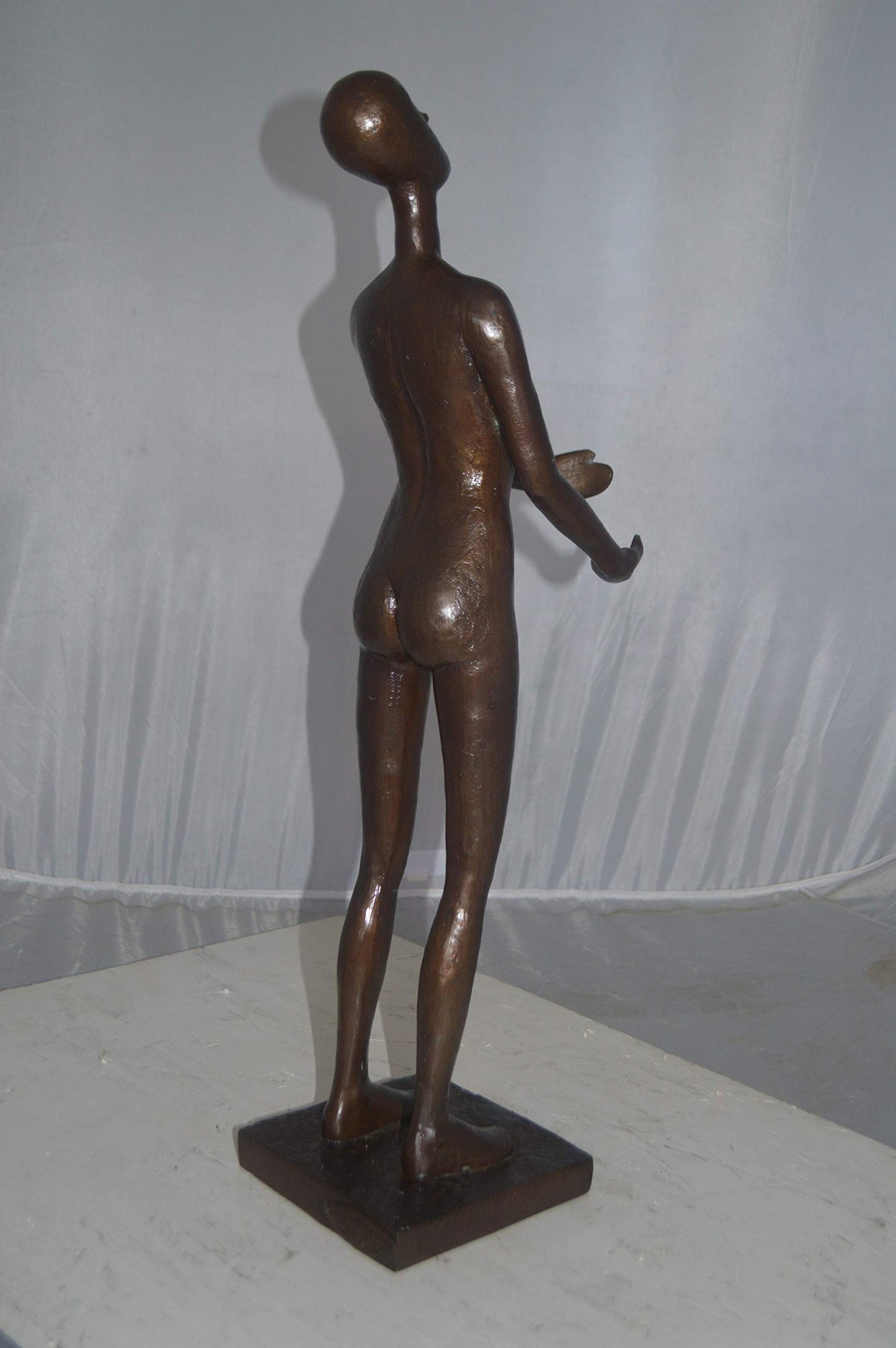 Abstract of Nude Girl Standing Bronze Statue Art Nude - Size: 6"L x 6"W x 24"H.