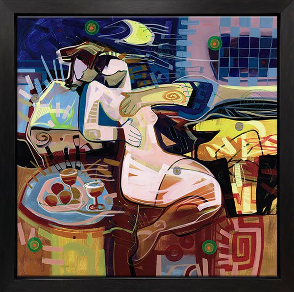 Moonlight Romance, Canvas Painting by Tadeo Zavaleta, 32x32 streched and framed