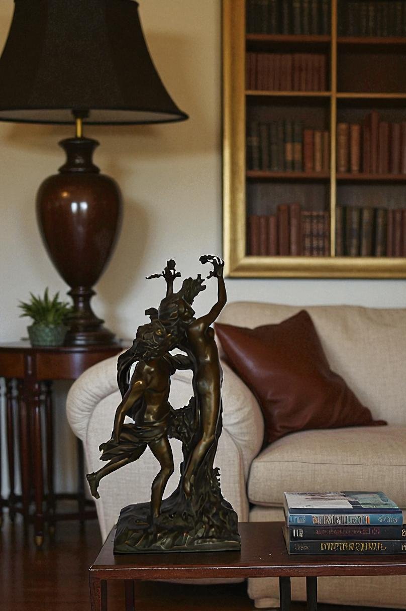 Young Lovers Bronze Statue Art Nude -  Size: 13"L x 10"W x 22"H.