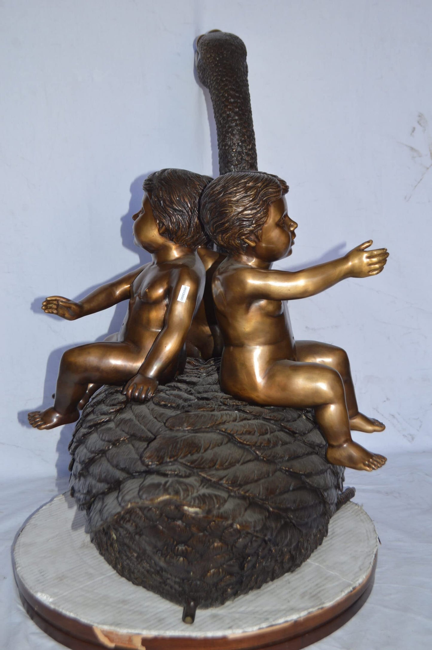 Swan Carrying Three Angels Bronze Fountain Art Nude - Size: 40"L x 23"W x 34"H.