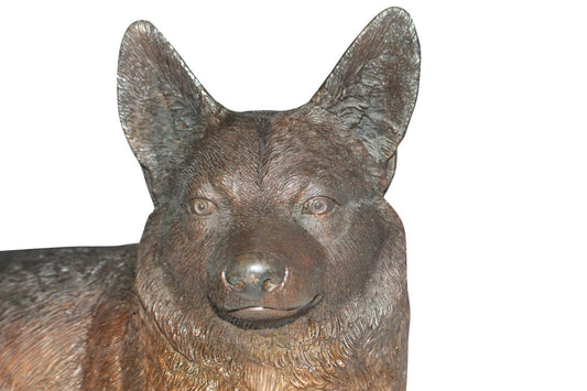 Corgi dog Bronze Statue - Size: 20"L x 10"W x 11.5"H.