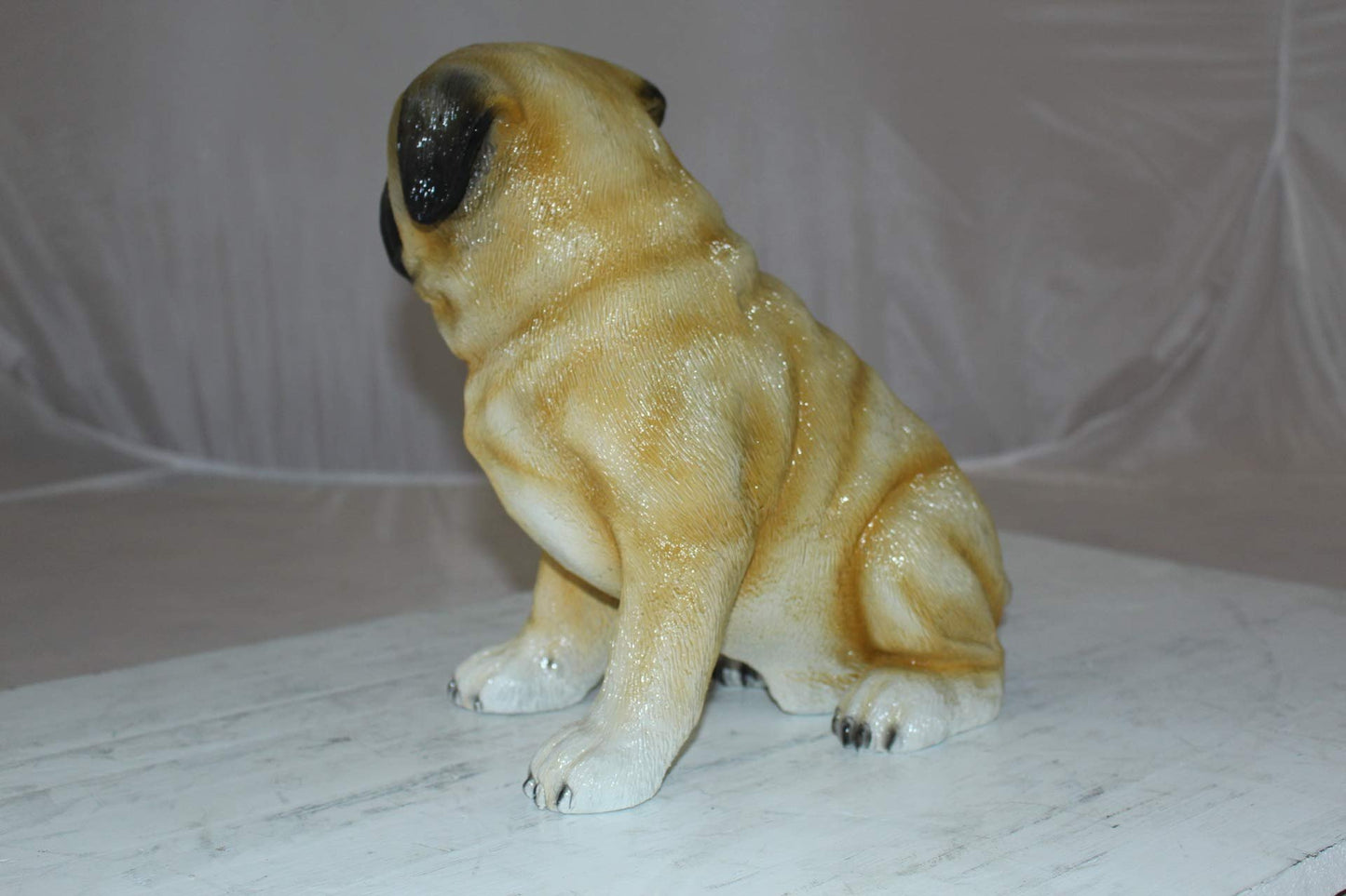 Pug Dog Bronze Statue - Size: 12"L x 6"W x 11"H.