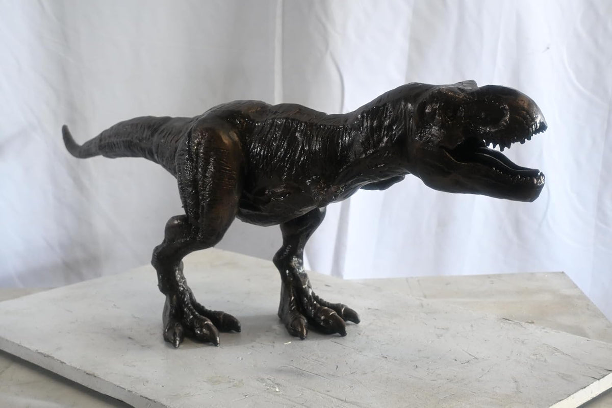 Large Cast Aluminum T Rex Dinosaur Statue Hunting Stance 40"x9"x14"H
